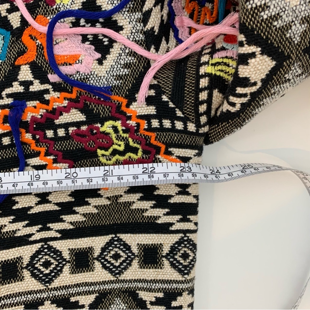 Zara Open Cardigan Jacket Tapestry Fringes Sz XS Oversized Multicolor Aztec Boho - Picture 8 of 15